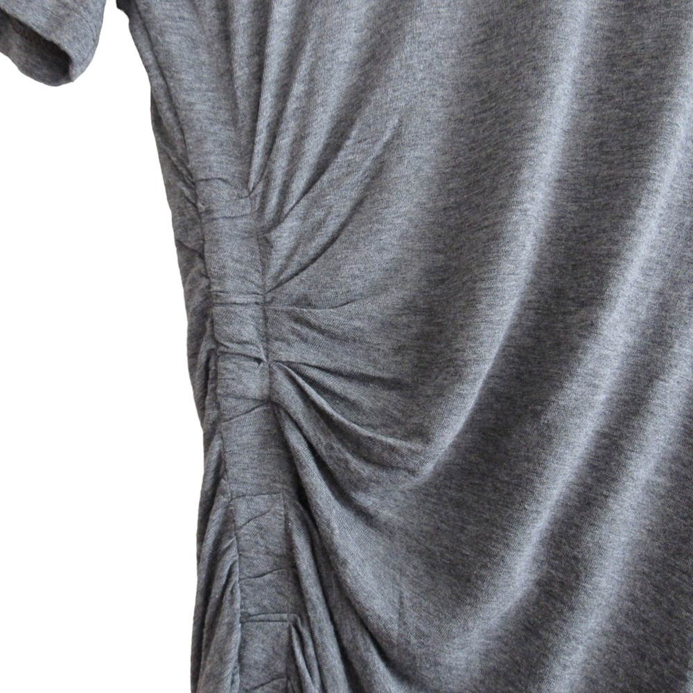 A.L.C. Grey Sally T-Shirt Dress Small Ruched Side Short Sleeves Crewneck Stretch - Picture 6 of 10